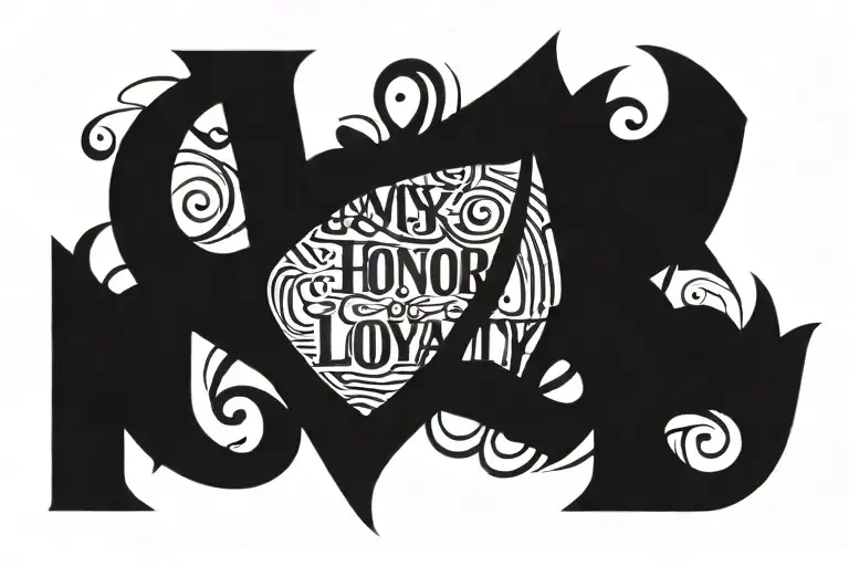 The inscription "My honor is loyalty" tattoo design idea