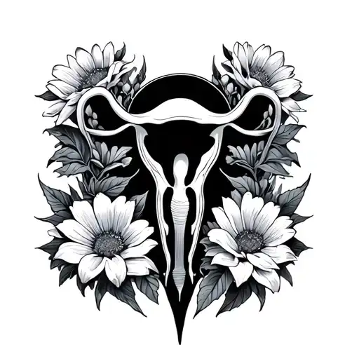 endometriosis uterus flowers tattoo design idea