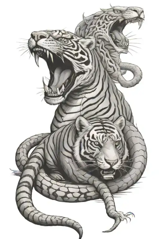 king cobra and tiger tattoo design idea