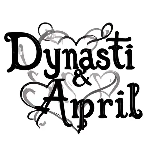 "Dynasti & April" name tattoo design hearts tattoo design idea