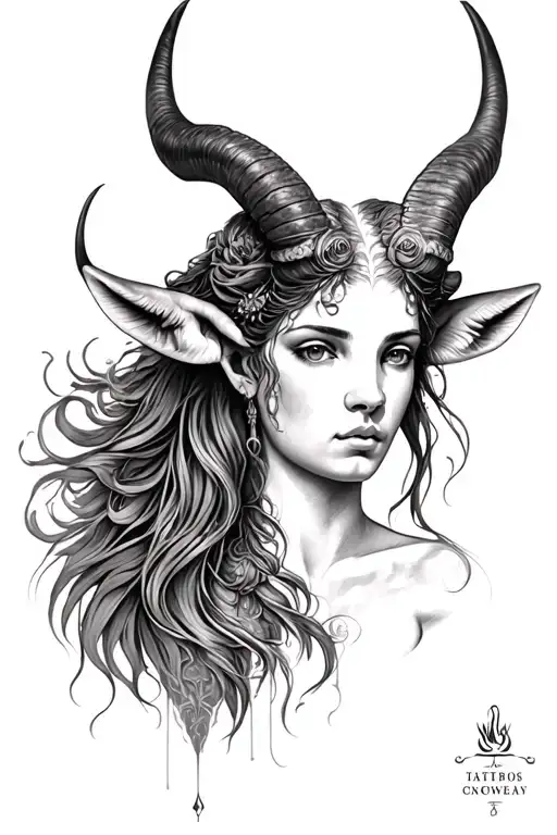 Aries Taurus goddess tattoo design idea