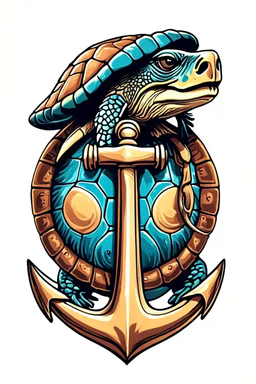 shellback turtle with a anchor tattoo design idea