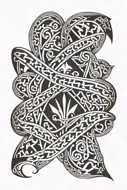 St Pirans flag intertwined names Alba, Scarlett, Evie tattoo design idea