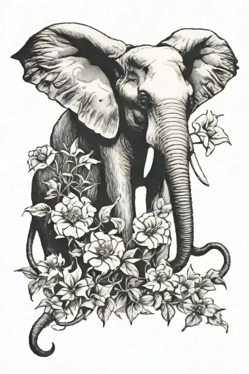 Salvador Dali The Elephants with flowers forming tattoo design idea