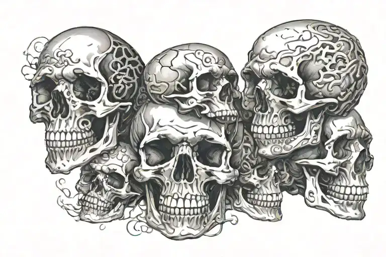 skulls representing dark periods tattoo design idea