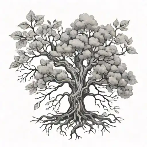 tree growing with Lorraine Cross made tattoo design idea