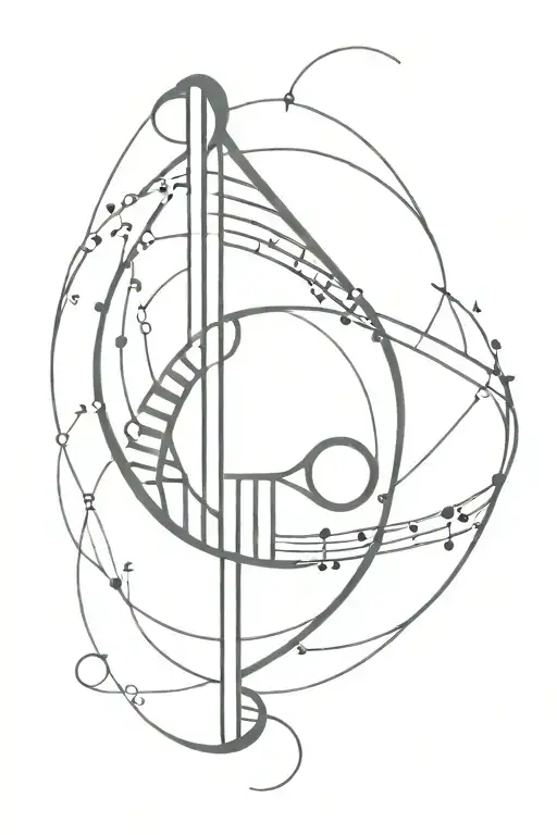 g-clef, dna helix, sun, music, geometric design incorporating tattoo design idea