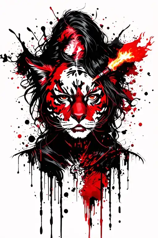 dark evil woman with a tig torch girl tattoo design idea