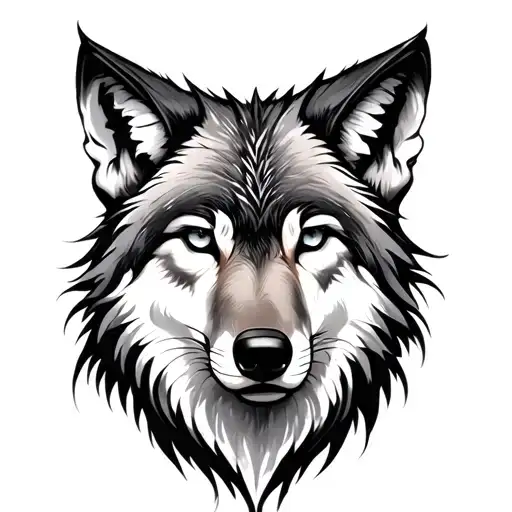 Feminine Wolf tattoo design idea