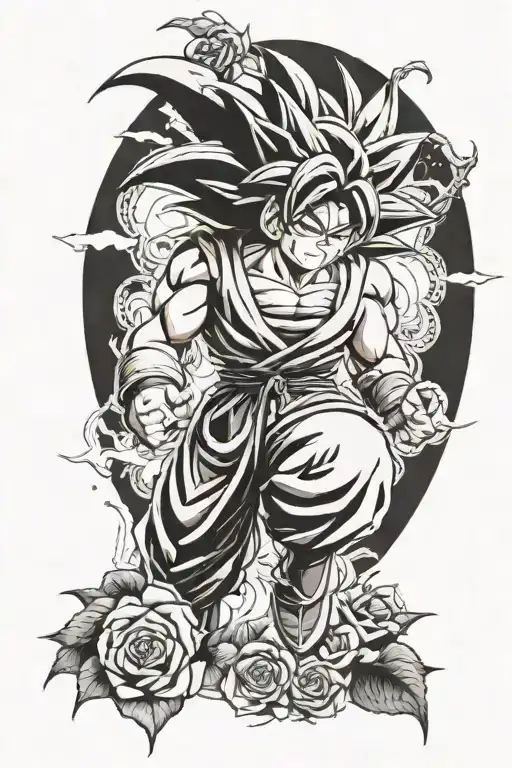 Goku Black rose tattoo design idea