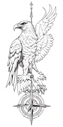 greek element, eagle, compass tattoo design idea