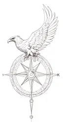 greek element, eagle, compass tattoo design idea