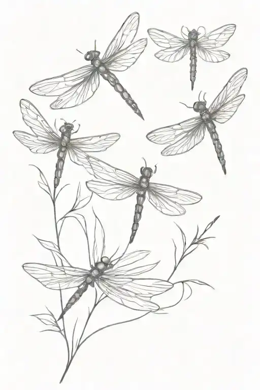 dragonflies flying tattoo design idea