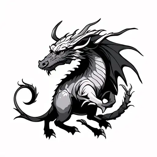 simple fine line small ox and dragon zodiac sign tattoo design idea