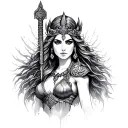 Goddess Female Warrior tattoo design idea