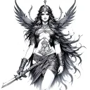 Goddess Female Warrior tattoo design idea