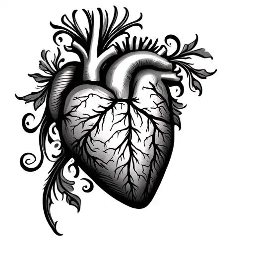 anatomical heart paisley pattern tattoo design idea
