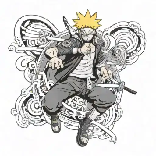 naruto x one piece  tattoo design idea