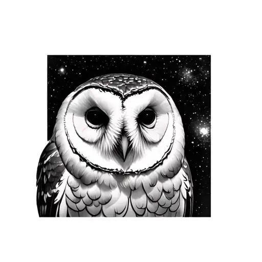 barn owl overlooking universe tattoo design idea