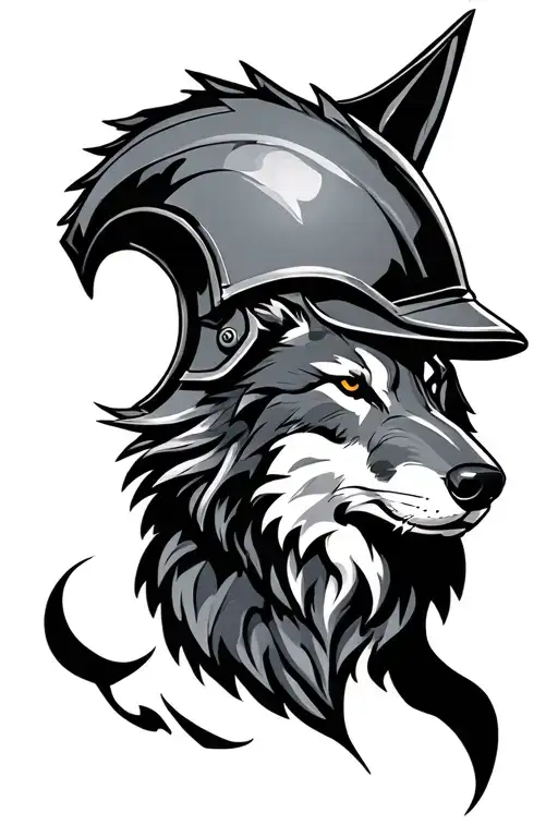 hoplit helmet with wolf tattoo design idea