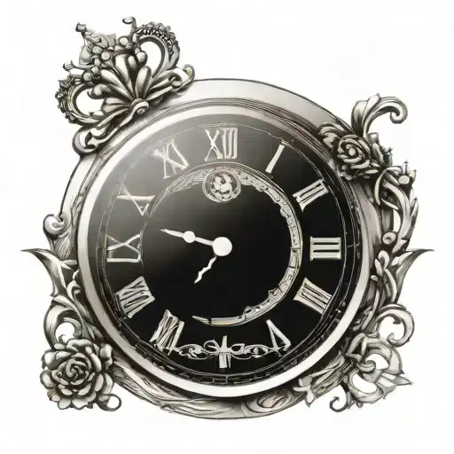 simple Roman numeral clock face tattoo design idea