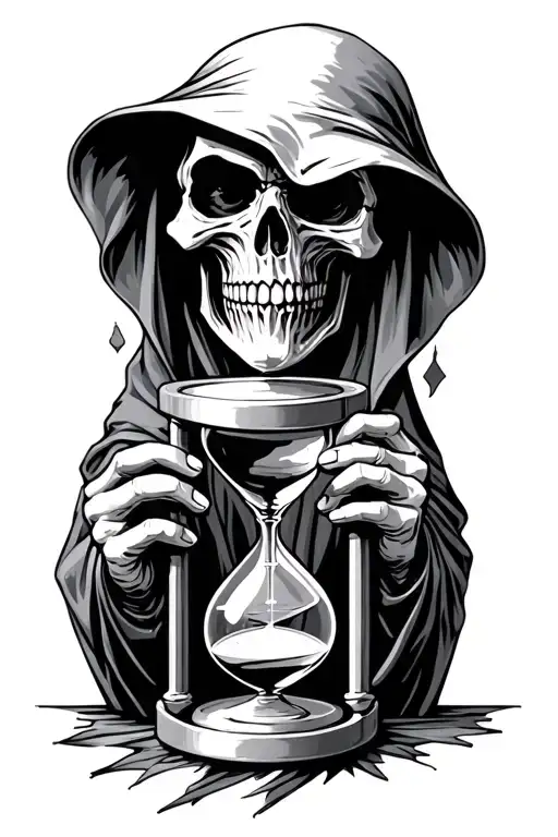 Grim Reaper Holding Hourglass tattoo design idea