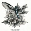 A dragonfly and cardinal and hummingbird in a landscape   tattoo design idea