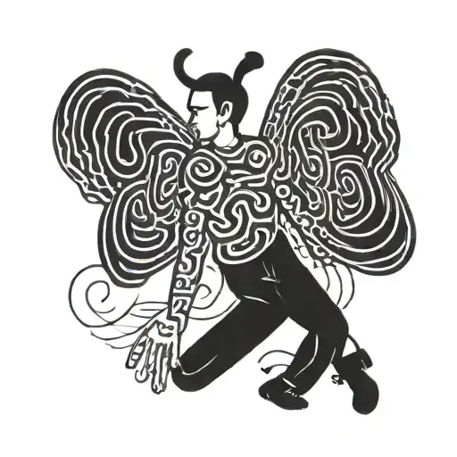 gay man with butterfly wings symbol of  coming out make it keith haring style, sexual, cutesy, lovers tattoo design idea
