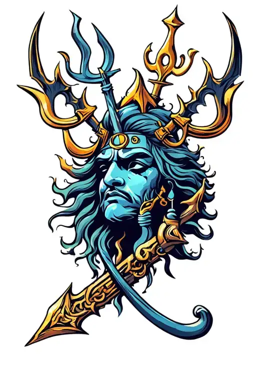 shiv trident with Om tattoo design idea