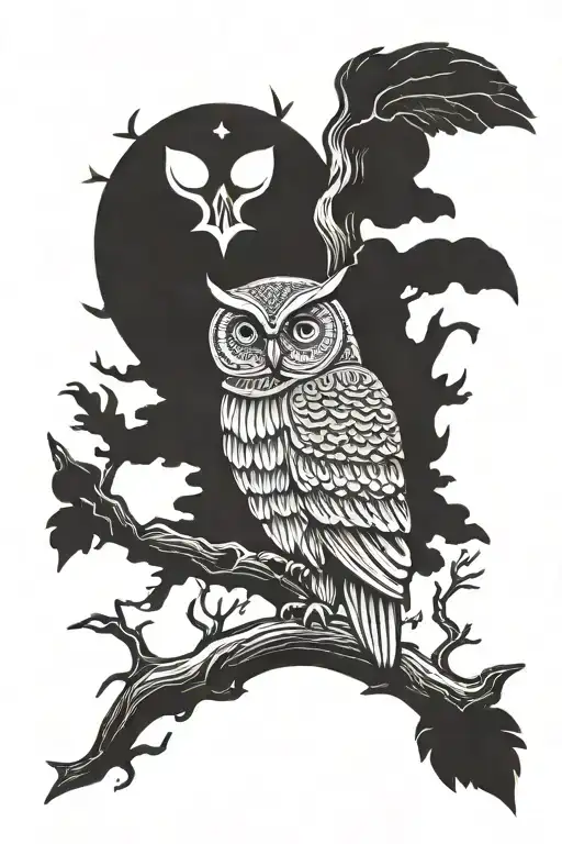 Nordic owl totem pole inspired design tattoo design idea