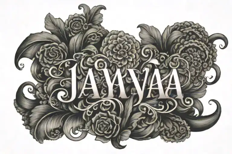 Jaya name written inside tattoo design idea