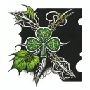 shamrock wrapped in thorns with cursive saying a Bible verse  tattoo design idea