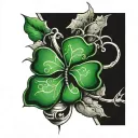 shamrock wrapped in thorns with cursive saying a Bible verse  tattoo design idea