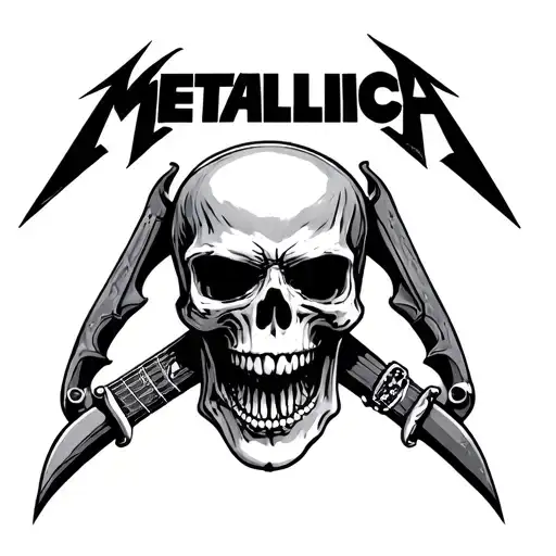 Metallica logo with skull tattoo design idea