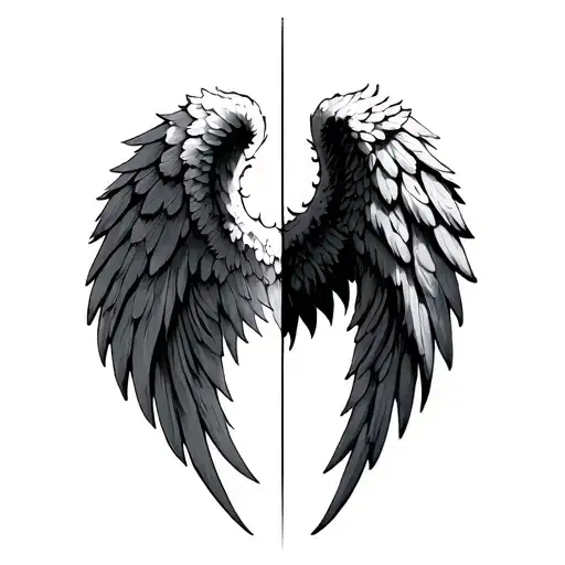 wings one half an angel wing and the other half a demon tattoo design idea