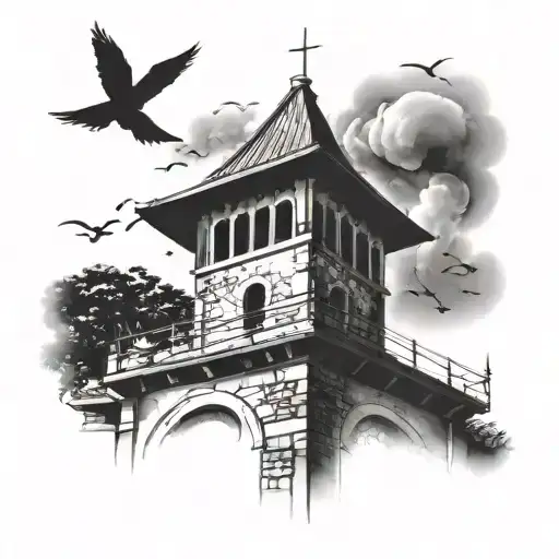 bell tower with the date 08/08/2012 printed on it must be in a nocturnal environment tattoo design idea