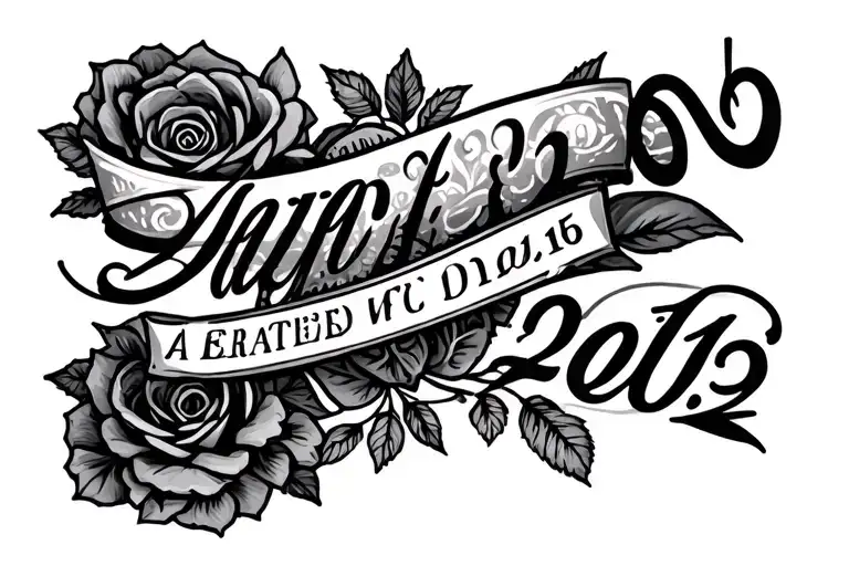 matching wedding date tattoo design idea