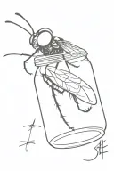a single fly in a jar tattoo design idea