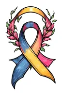 three cancer ribbon intertwined representing lung, colon and skin cancer tattoo design idea