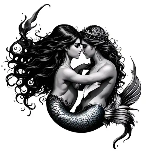 matching tattoos auntie and nephew mermaid and poseidon tattoo design idea