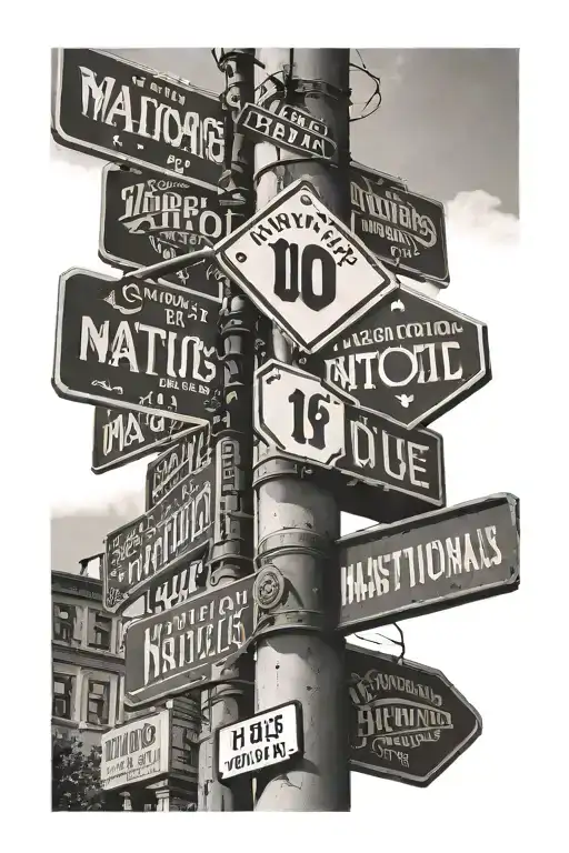 street signs and house and Washington Nationals W tattoo design idea