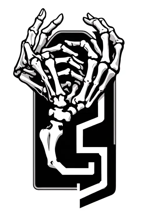 skeleton hands making a SD logo combined tattoo design idea