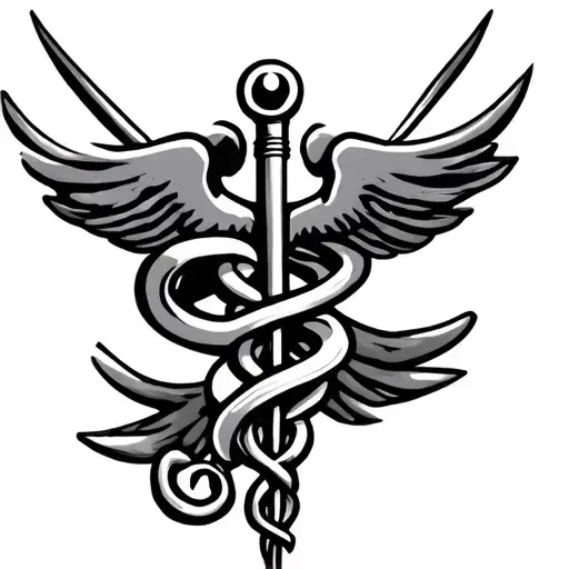 rod of asclepius medical staff tattoo design idea