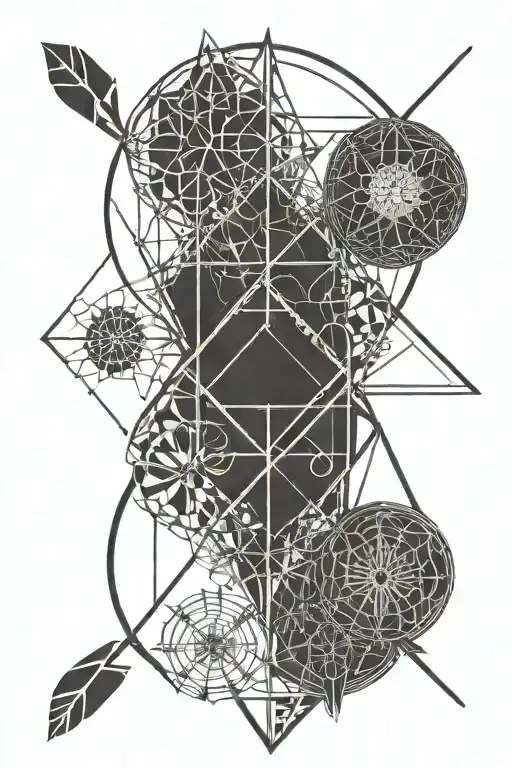 the seed of life sacred geometry inside a small, simple arrow  tattoo design idea