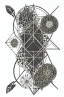 the seed of life sacred geometry inside a small, simple arrow  tattoo design idea