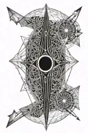 the seed of life sacred geometry inside a small, simple arrow  tattoo design idea