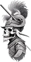 Skull Lion And Samurai warrior tattoo design idea