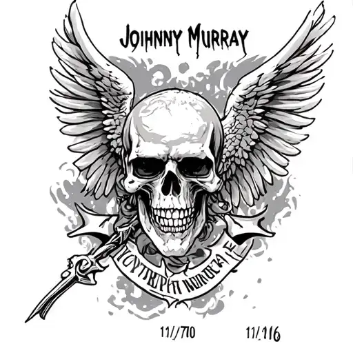 "Johnny Murray 11/9/70-11/18/16" death angel tattoo design idea