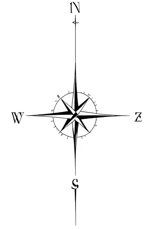 time and compass intertwined tattoo design idea