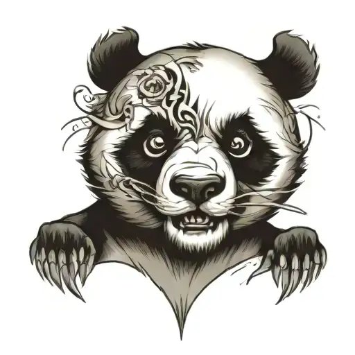viscous panda face tattoo design idea